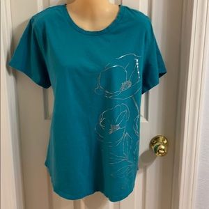 Old Navy Everywear teal w/ silver flowers XL